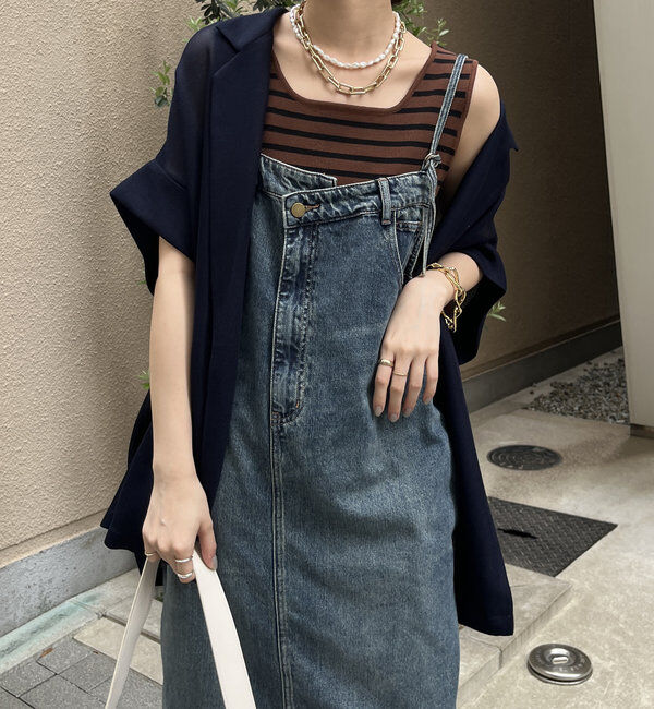  「裾フリンジデニムジャンスカ」|ワンピース|