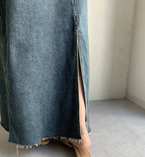  「裾フリンジデニムジャンスカ」|ワンピース|