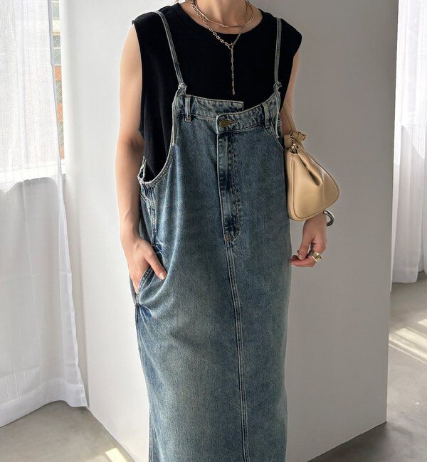  「裾フリンジデニムジャンスカ」|ワンピース|