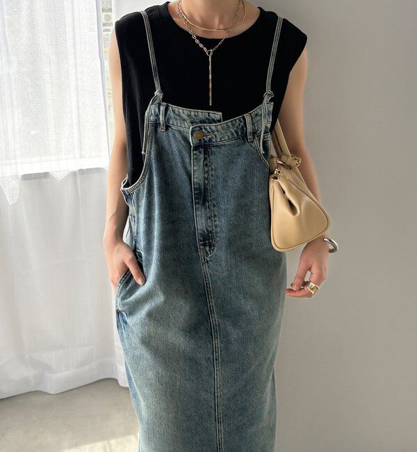  「裾フリンジデニムジャンスカ」|ワンピース|