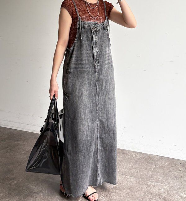  「裾フリンジデニムジャンスカ」|ワンピース|