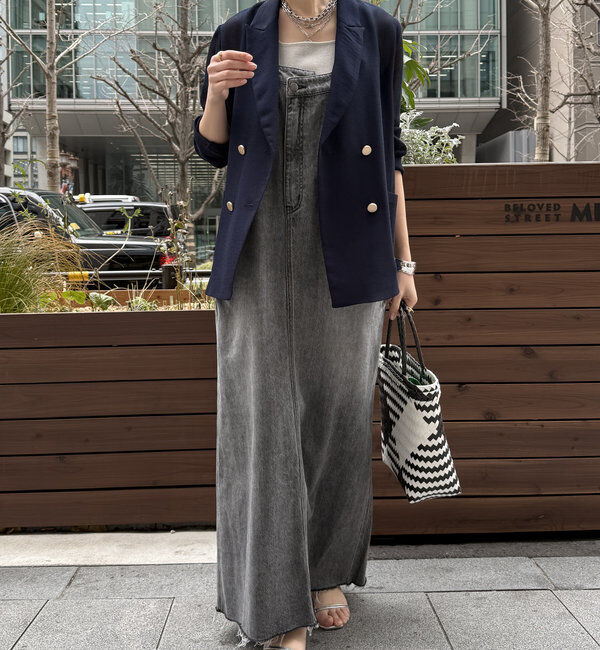  「裾フリンジデニムジャンスカ」|ワンピース|