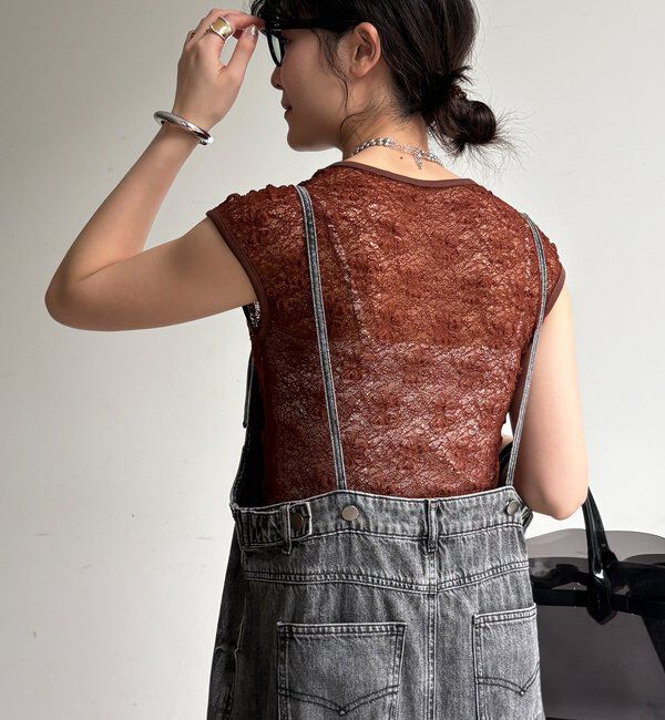  「裾フリンジデニムジャンスカ」|ワンピース|