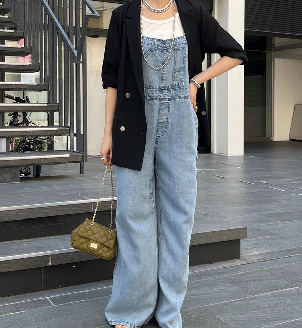  「【新色追加】リヨセルデニムオールインワン」|ワンピース|