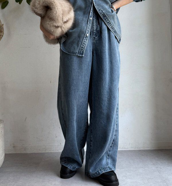  「リヨセルデニムワイドパンツ」|デニム|