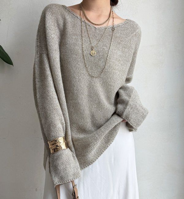  「ウールメランジ鹿の子プルオーバー」|ニット・セーター|