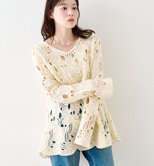  「透かしあみレースミニワンピース」|ワンピース|