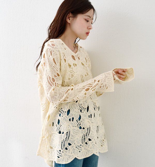  「透かしあみレースミニワンピース」|ワンピース|