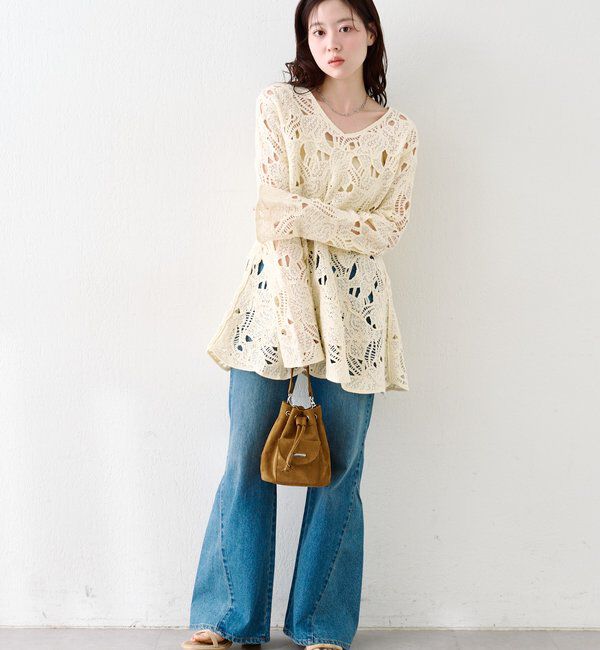  「透かしあみレースミニワンピース」|ワンピース|