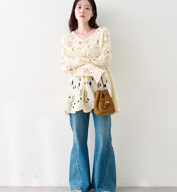  「透かしあみレースミニワンピース」|ワンピース|