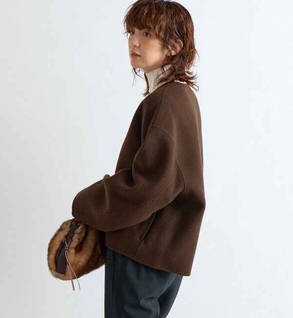  「【上品見え】ウールリバーショートコート」|その他|