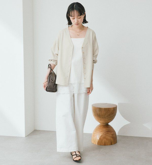  「【女性らしい抜け感】メタルボタンノーカラーブラウス」|シャツ・ブラウス|