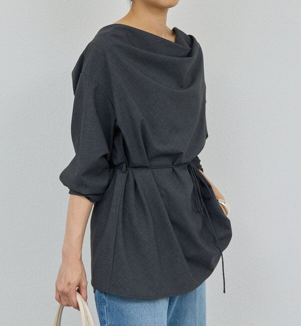  「【セットアップ対応】【2way】ドレープブラウス」|シャツ・ブラウス|チャコールグレー