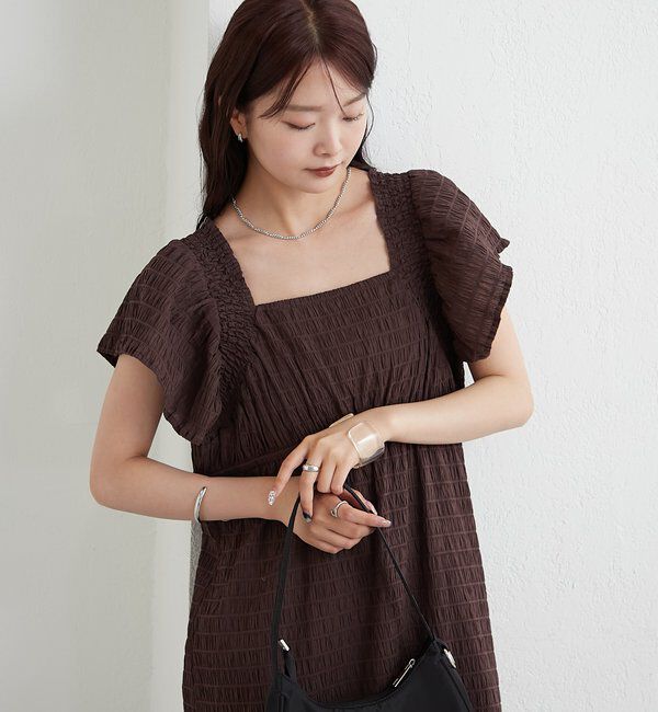  「シャーリングスクエアワンピース」|ワンピース|