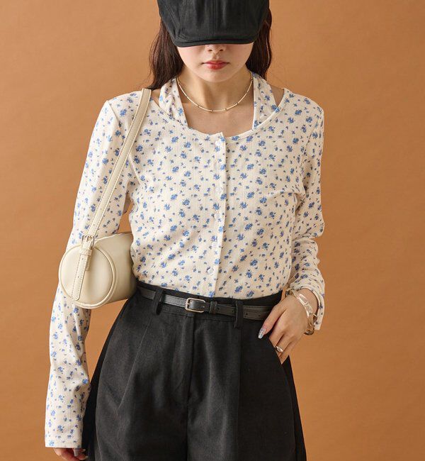  「花柄ホルターロングＴシャツ」|Tシャツ・カットソー|