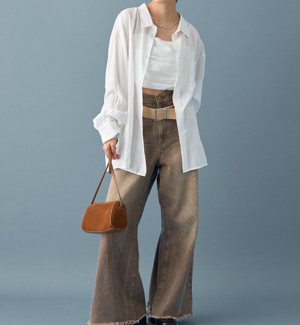  「【着こなし豊富◎】チェックビスチェSETビッグシャツ」|シャツ・ブラウス|