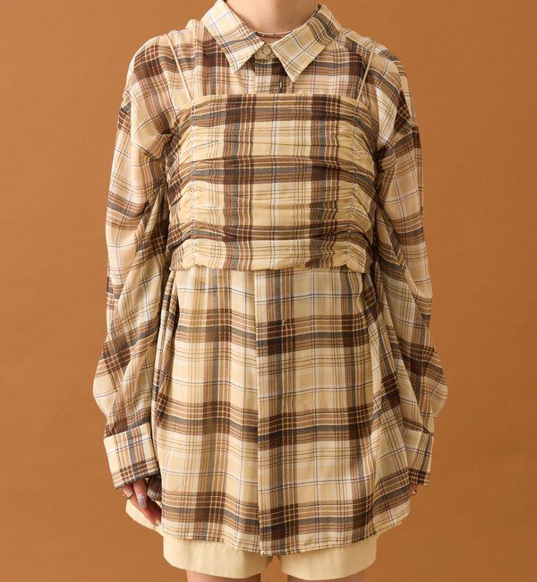  「【着こなし豊富◎】チェックビスチェSETビッグシャツ」|シャツ・ブラウス|