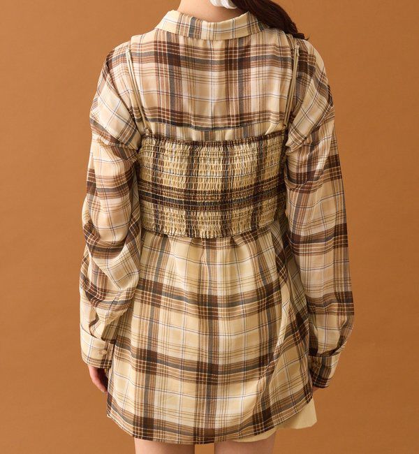  「【着こなし豊富◎】チェックビスチェSETビッグシャツ」|シャツ・ブラウス|