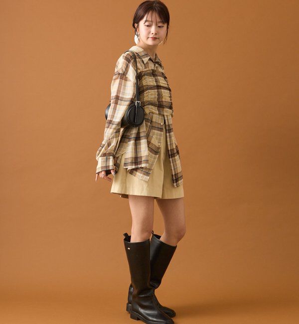  「【着こなし豊富◎】チェックビスチェSETビッグシャツ」|シャツ・ブラウス|