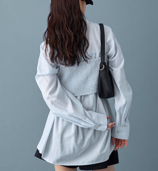  「【着こなし豊富◎】チェックビスチェSETビッグシャツ」|シャツ・ブラウス|