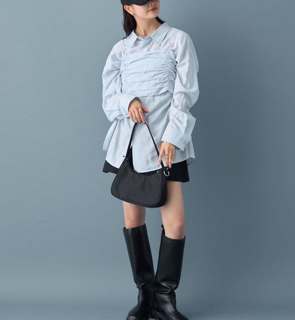  「【着こなし豊富◎】チェックビスチェSETビッグシャツ」|シャツ・ブラウス|