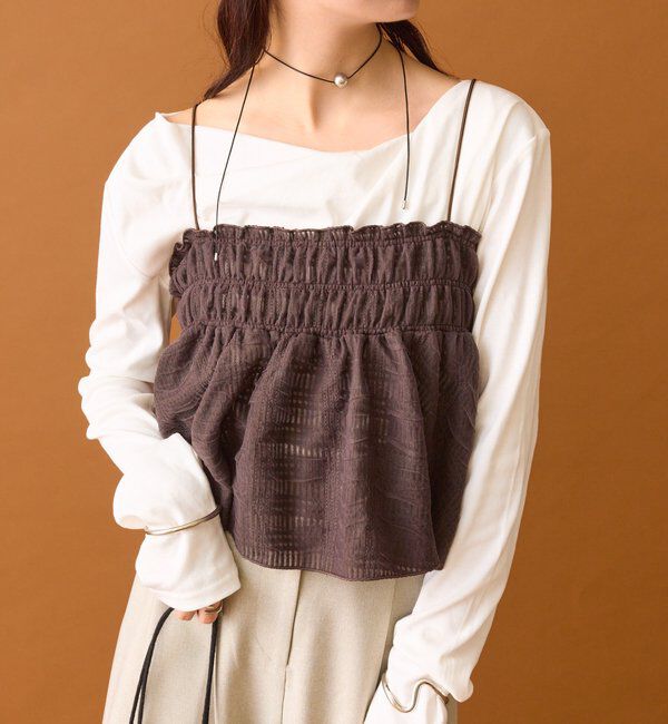  「【4色展開/レイヤードスタイル】チュールチェックビスチェ」|シャツ・ブラウス|