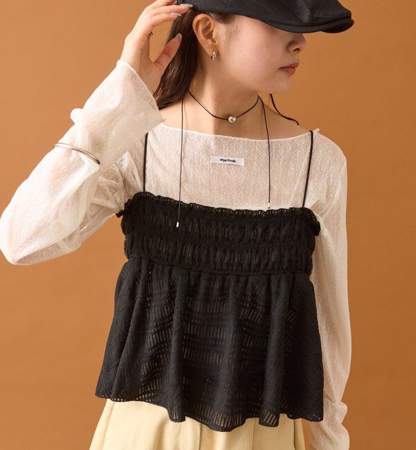  「【4色展開/レイヤードスタイル】チュールチェックビスチェ」|シャツ・ブラウス|