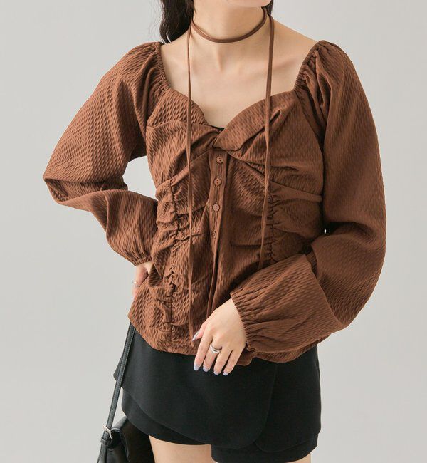  「長袖パフビスチェブラウス」|シャツ・ブラウス|
