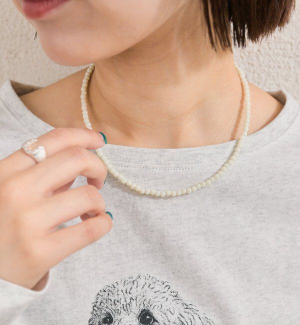  「カラービーズネックレス」|リング|アイボリー