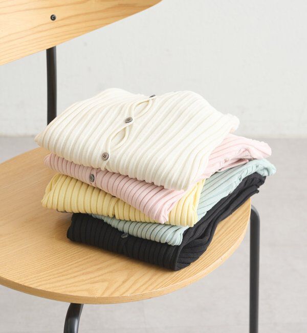  「ラウンドスリット半袖カーディガン」|カーディガン|