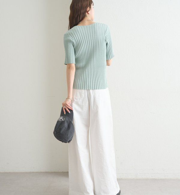  「ラウンドスリット半袖カーディガン」|カーディガン|