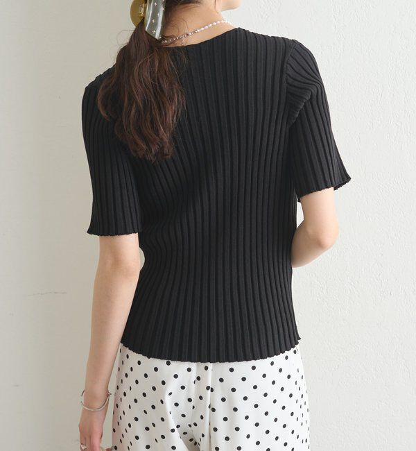  「ラウンドスリット半袖カーディガン」|カーディガン|