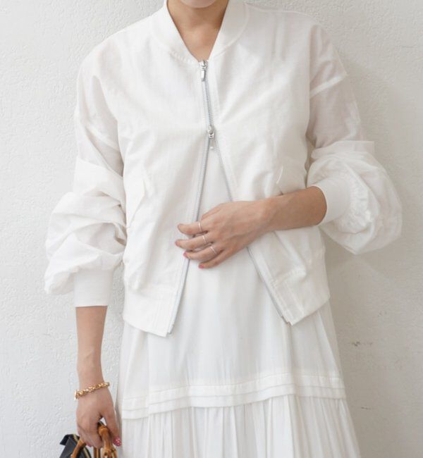  「【PUFRILL/パフリル】袖ギャザーブルゾン」|ベスト・ジレ|オフホワイト