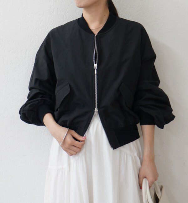  「【PUFRILL/パフリル】袖ギャザーブルゾン」|ベスト・ジレ|ブラック