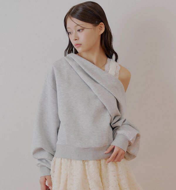  「ワンショル肩レーストップス」|Tシャツ・カットソー|