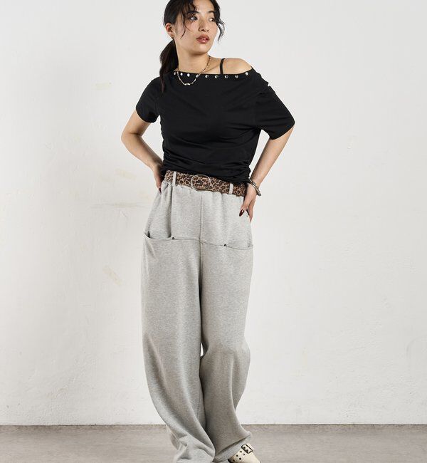  「ワンオフショルスタッズドロストTEE」|Tシャツ・カットソー|