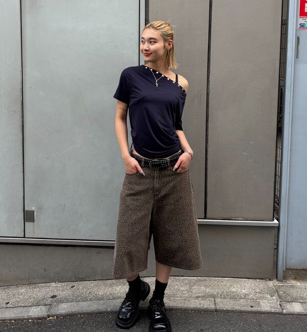  「ワンオフショルスタッズドロストTEE」|Tシャツ・カットソー|