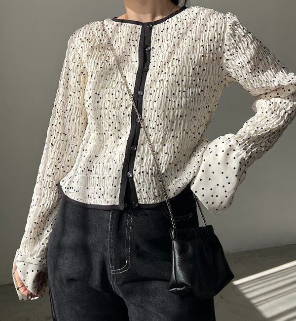  「【即完アイテム再入荷！】ドットシャーリングブラウス」|シャツ・ブラウス|オフホワイト