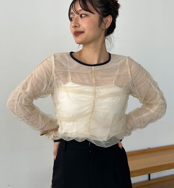  「チュールギャザーブラウス」|シャツ・ブラウス|