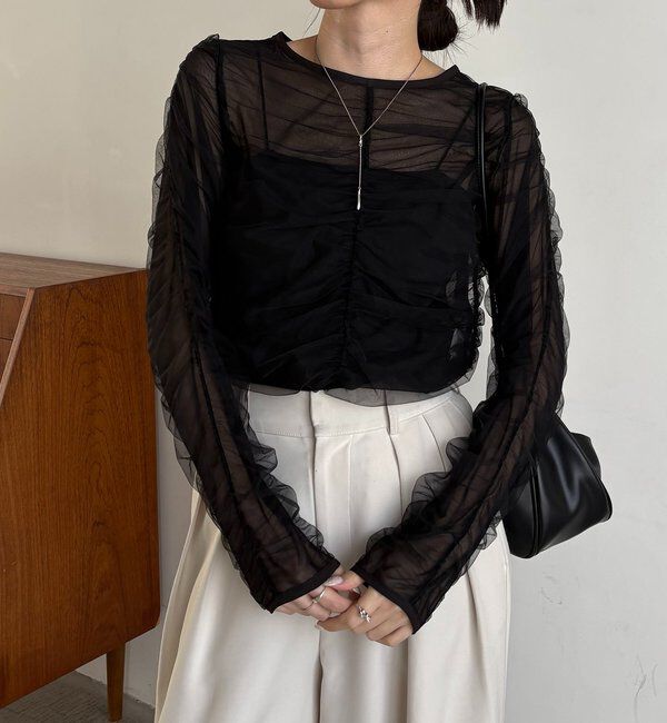  「チュールギャザーブラウス」|シャツ・ブラウス|