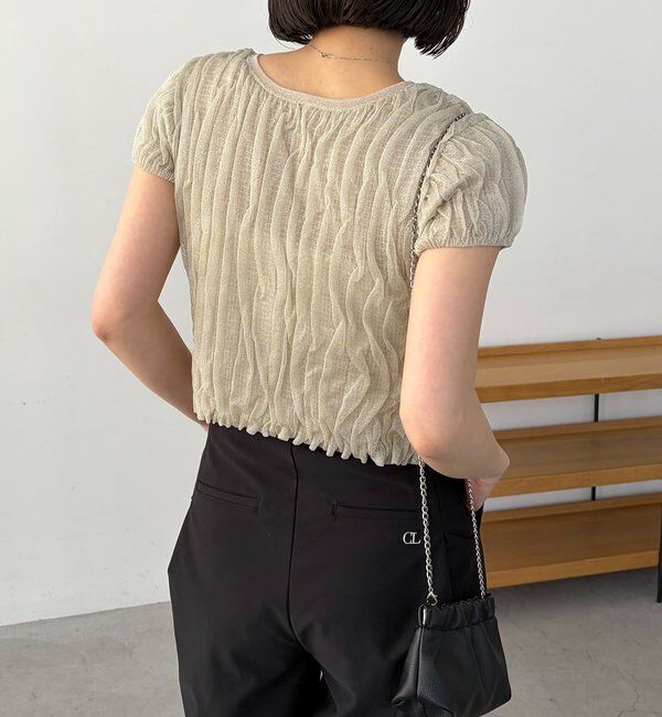  「シャーリング半袖カーディガン」|カーディガン|