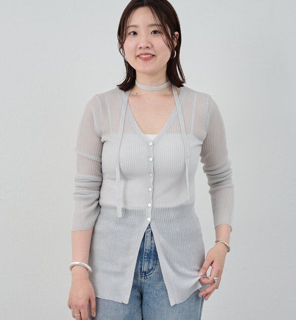  「【インフルエンサー＠komorin_コラボ】チョーカーリブカーディガン」|カーディガン|