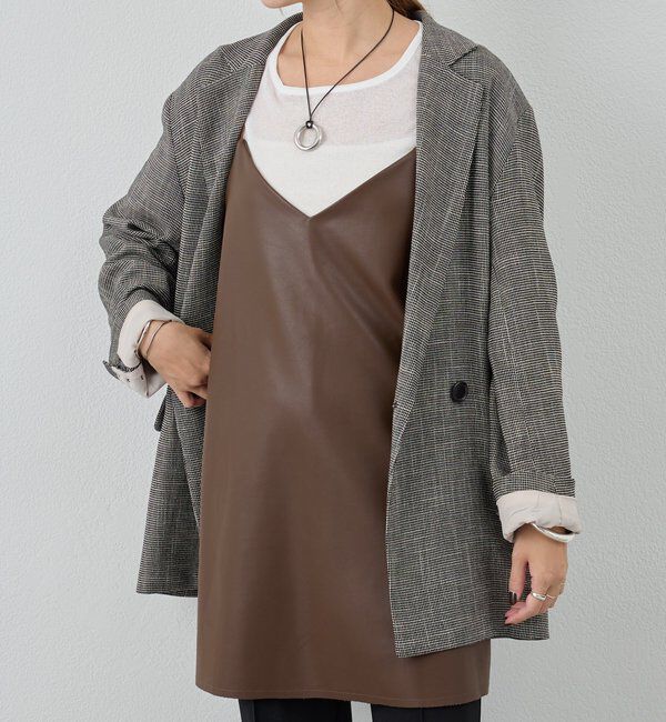  「《レイヤードにも◎》レザーチュニックキャミ」|シャツ・ブラウス|