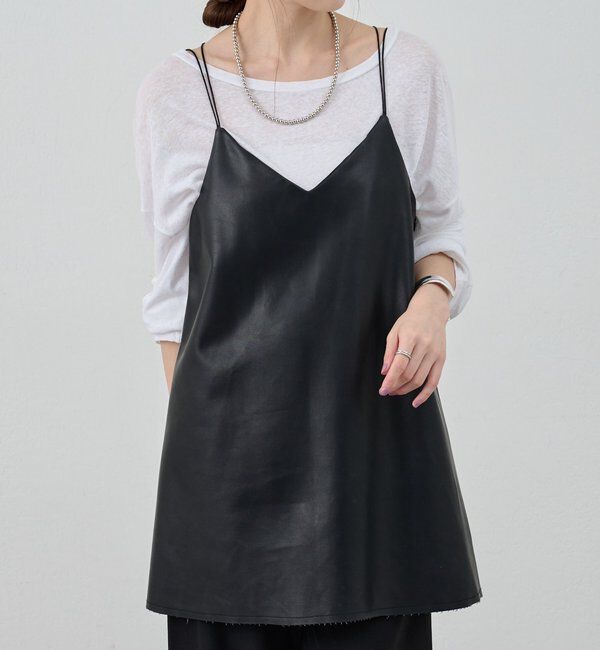  「《レイヤードにも◎》レザーチュニックキャミ」|シャツ・ブラウス|