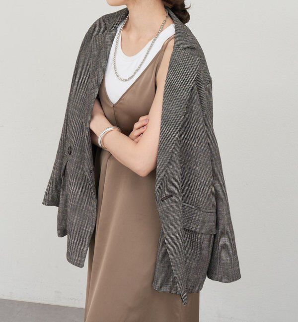  「《サイズ展開》Vネックサテンキャミワンピース」|ワンピース|