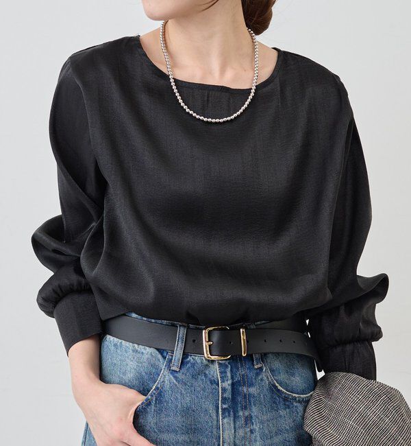  「【1枚でもレイヤードでも〇】サイドスリットシアーチュニック」|シャツ・ブラウス|ブラック