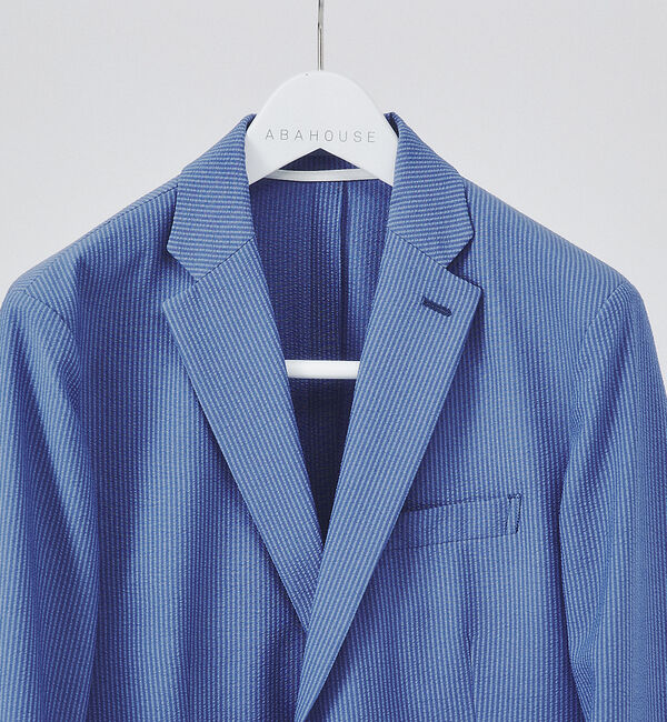 ABAHOUSE「【セットアップ対応/FLEX JACKET】クイックドライ シアサッカー ストラ」|テーラードジャケット|