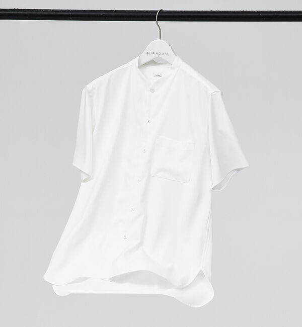 ABAHOUSE「【2023年デザイン / 変形衿】カラーレス 半袖 シャツ」|シャツ・ブラウス|ホワイト