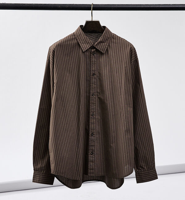 ABAHOUSE「【バイアスヨーク】オーバー ストライプシャツ」|シャツ・ブラウス|ブラウン