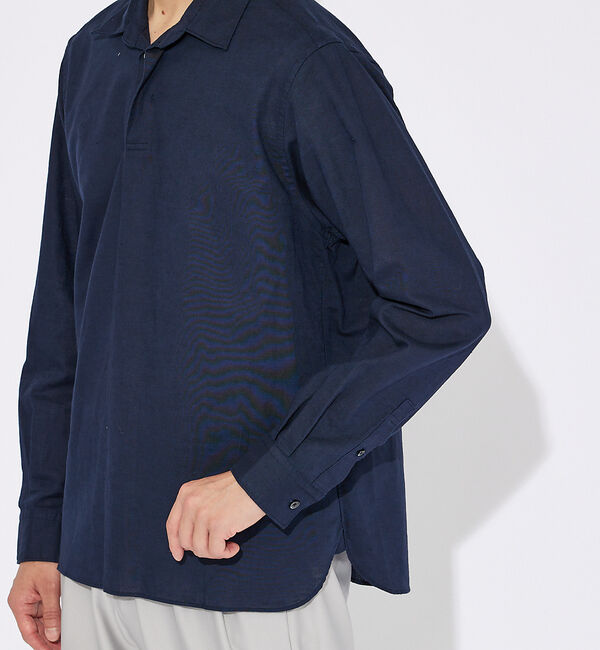 ABAHOUSE「コットンリネン 比翼 プルオーバーシャツ」|シャツ・ブラウス|